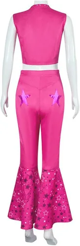 Vista 5 de AutFie Pink Costume Cowgirl suit with scarf Pink Costume Star shaped element of Flared pants Cosplay Adult Women