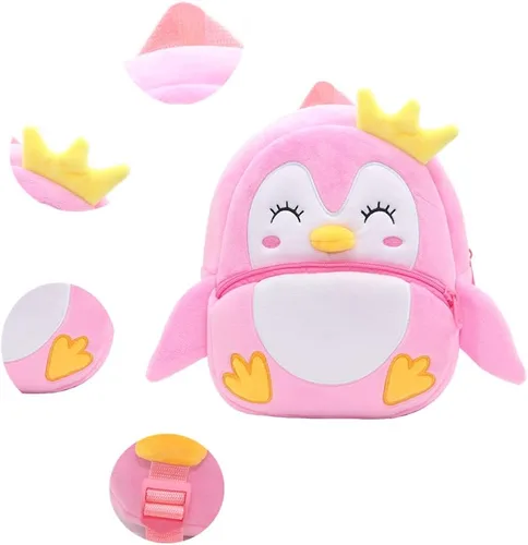 Vista 4 de NICE CHOICE Linda bolsa cruzada para niños pequeños de peluche con dibujos animados, mini bolsa de viaje para bebé niña niño de 2 a 6 años, Mochila
