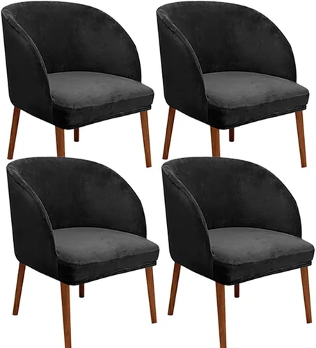 Vista 33 de Juego de 2 fundas de terciopelo elástico para sillas de comedor, con respaldo curvo moderno, protector de silla para sala de estar, dormitorio, Beige