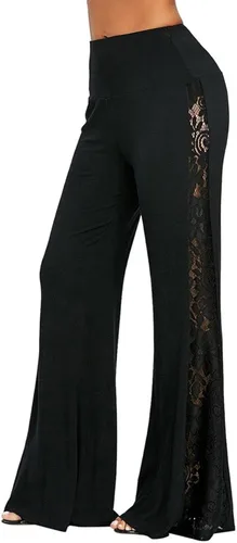 Vista 2 de Pantalones acampanados de yoga para mujer, pantalones elásticos de teñido anudado, cintura alta, talla grande, pantalones palazzo largos y anchos