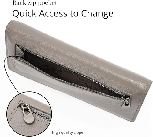 Vista 5 de Bveyzi Billeteras de cuero ultrafino con bloqueo RFID para tarjetas de crédito, billetera plegable para mujer
