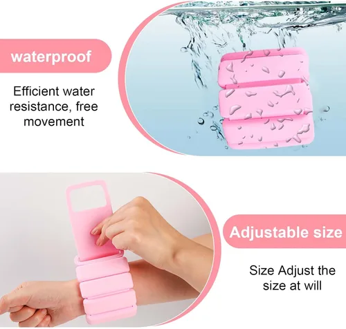 Vista 8 de Muñequera ajustable de 2 libras para mujer, pesas de tobillo, juego de 2 piezas de silicona, impermeable, cómodo y transpirable, ideal para yoga