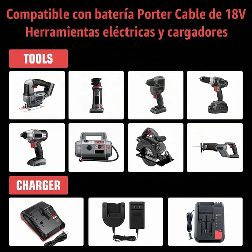 Vista 7 de 4500mAh PC18B Reemplazo para Cable Porter Batería 18V