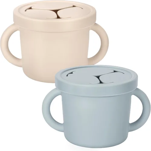 Vista 8 de Recipientes de silicona de grado alimenticio para aperitivos, recipientes de aperitivos con asas y tapa para niños pequeños (color 1)