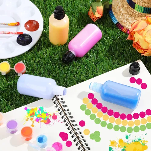 Vista 4 de Patelai 24 botellas vacías de pintura de 2 onzas, prácticas botellas de esponja para pintar con punta de esponja, marcadores de bingo recargables