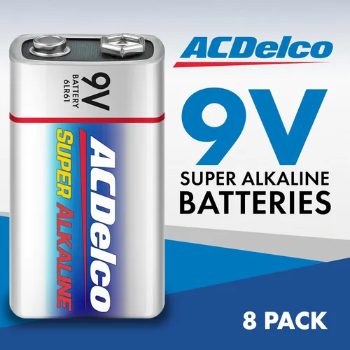 Vista 2 de ACDelco 8 baterías de 9 V, batería súper alcalina de máxima potencia para el hogar y la oficina, 7 años de vida útil, embalaje resellable
