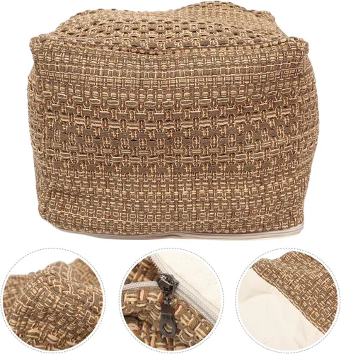 Vista 8 de Funda de puf cuadrada de lino y algodón, funda otomana extraíble para reposapiés, funda de cojín de asiento interior para sala de estar, dormitorio