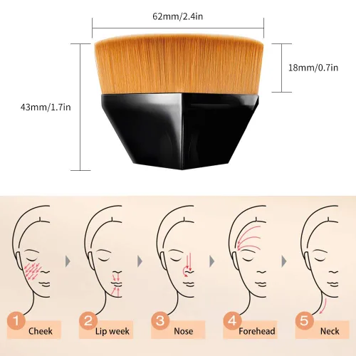 Vista 2 de Brochas de maquillaje, cepillo mágico de maquillaje facial, cepillo de maquillaje plano de alta densidad para polvo impecable, mezcla de cosméticos