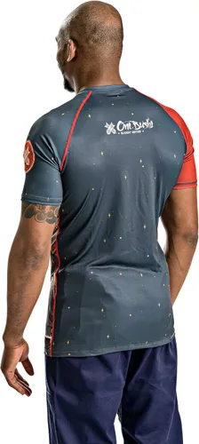 Vista 5 de Ronin Rash Guard Manga Corta Jiu Jitsu MMA BJJ - Oni Bushi Samurai Demon Calidad y durabilidad