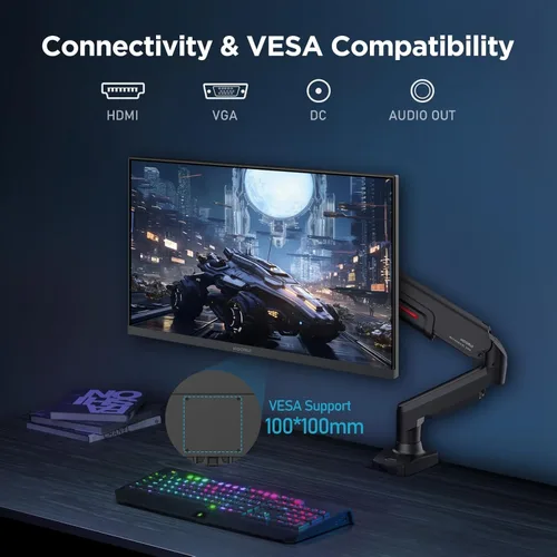 Vista 8 de KOORUI Monitor de juegos de 24 pulgadas 144Hz Full HD 1920 x 1080p IPS ultra delgado con HDMI VGA, sincronización adaptativa, 99% SRGB, VESA
