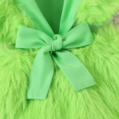 Vista 7 de Mameluco de Navidad verde para bebé, mono de forro polar cálido, traje de mi primera Navidad para niña