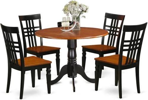 Vista 8 de East West Furniture Juego de mesa de comedor DLLG5-LWH-W