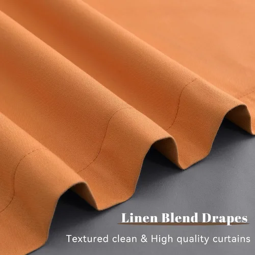 Vista 39 de Guken Cortinas opacas de lino, 2 paneles rústicos, elegantes, 100% opacas, con aislamiento térmico, banda de ganchos y trabilla trasera, 52 x 84