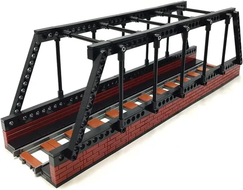 Vista 2 de Edificio de tren clásico, puente de ciudad, pasajeros, vías de tren expreso, juguetes, accesorios de construcción de ferrocarril, bloque
