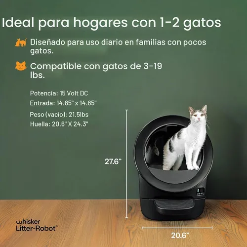 Vista 4 de Whisker Litter-Robot EVO Bundle - Caja de arena automática para gatos autolimpiante, diseño compacto que ahorra espacio, control avanzado de olores