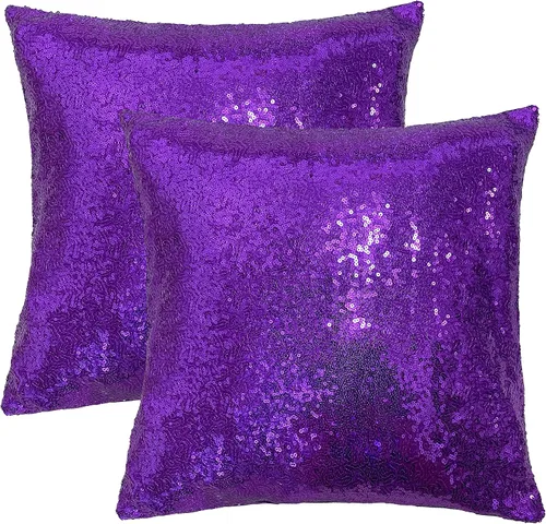 Vista 12 de iMaylex Juego de 2 fundas de almohada decorativas cuadradas brillantes con lentejuelas para Pascua, fiesta lumbar, otoño, boda, Navidad, Año Nuevo