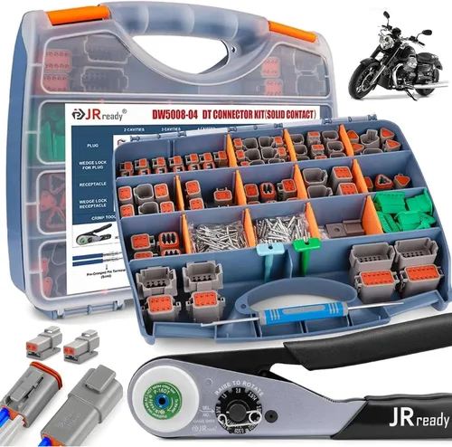 Vista 10 de JRready ST6361 Kit de conectores Deutsch, 2 conectores impermeables DTP IP68 de 4 vías Deutsch Crimp Tool with DTHD 1 Pin Male Female Plug