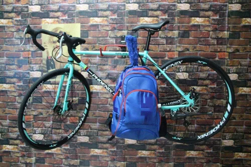 Vista 5 de Dirza Soporte de pared para bicicleta, paquete de 2 unidades, plegable, para almacenamiento de bicicletas, horizontal, gancho para garaje, cobertizo