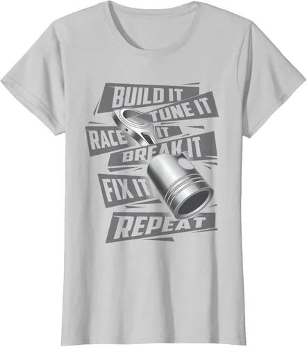 Vista 25 de Build It Tune It Race It Break It - Camiseta para entusiastas de los coches de carreras, talla S Negro