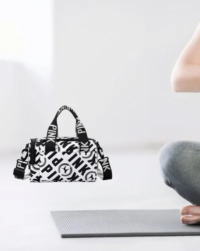 Vista 7 de Bolsa de gimnasio pequeña estética, bonita bolsa de lona con asa, bolsa de viaje para el hombro, bolsa cruzada resistente para deportes de natación