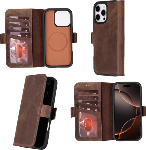 Vista 12 de Bayelon Cartera de cuero Cas para iPhone 15 Pro - Funda con tapa abatible, funda tipo cartera para iPhone 15 Pro, funda tipo cartera, función atril