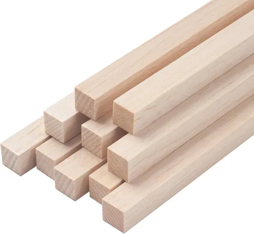 Vista 19 de Palitos de madera de balsa, tiras de madera de balsa, 20 varillas cuadradas de madera de 1/2 x 12 pulgadas para manualidades, palos de madera sin