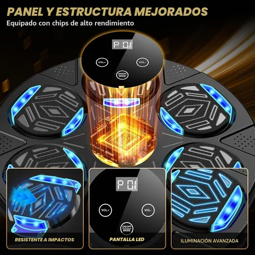 Vista 5 de Music Boxing Machine, Wall Mounted Bluetooth Punching Pad with Gloves Negro oscuro