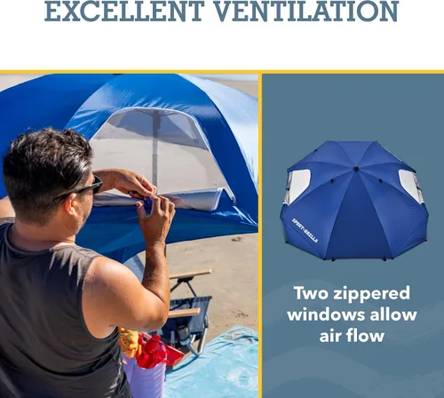 Vista 4 de Sport-Brella Premiere UPF 50+ Protection Umbrella Shelter with Patented Side Panels and Tilt Mechanism, Heavy-Duty 1.25 Inch Center Pole, Auger