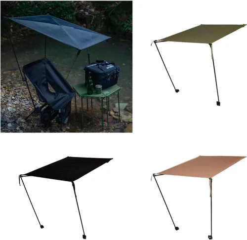 Vista 2 de Toldo de camping, silla de camping plegada, silla portátil, sombrillas compactas, refugios solares para camping, playa, pesca