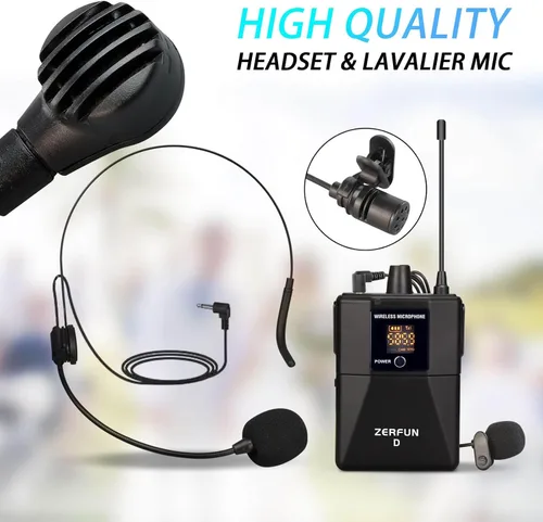 Vista 6 de Sistema de micrófono inalámbrico profesional de 4 canales, auriculares de mano inalámbricos de metal UHF, micrófonos de solapa para cantar karaoke