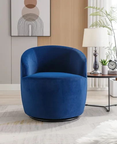 Vista 7 de Silla giratoria decorativa, moderna silla tapizada de barril con respaldo ergonómico y cojín cómodo, sillón individual de ocio para sala de estar