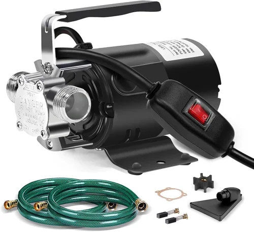 Vista 7 de FIDISP Bomba de agua de 12 voltios, bomba de transferencia portátil, flujo más grande de 330 GPH, bomba eléctrica de 1/10 HP con interruptor