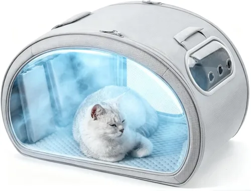 Vista 9 de Pecute Casa de refrigeración para gatos, con alfombrilla de refrigeración para perros pequeños, cama interior para gatos con aislamiento y 6 bolsas