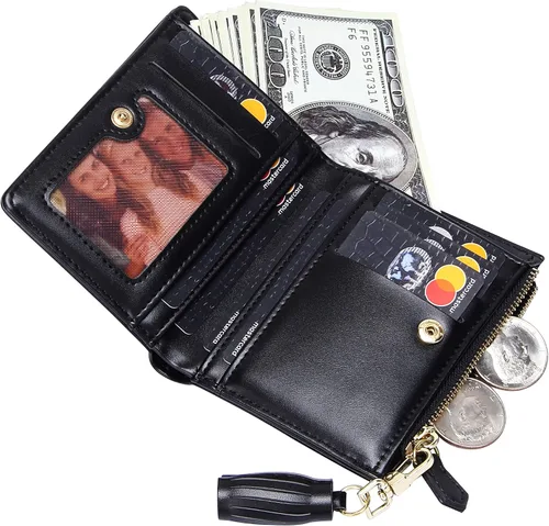 Vista 4 de FEITH & FELLY - Pequeña billetera plegable para mujer con monedero con cremallera y tarjetero