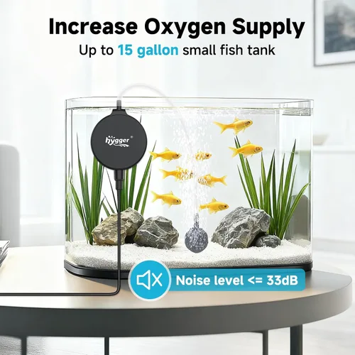 Vista 2 de hygger Mini bomba de aire para acuario de 1.5 W, aireador silencioso con clip de ventosa de tubo de piedra de aire, bomba de oxígeno pequeña