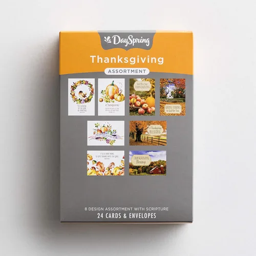 Vista 5 de DaySpring - Bendiciones de Acción de Gracias - Surtido de 8 diseños de otoño con Escritura - 24 tarjetas y sobres en caja de Acción de Gracias