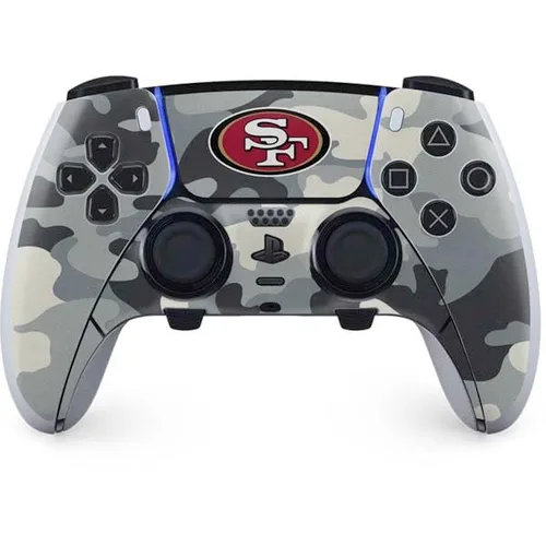 Vista 14 de Skinit Decal Gaming Skin Compatible with PS5 DualSense Edge Pro Controller - Officially Licensed NFL San Franciso 49ers Black & White Design