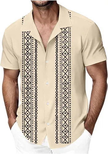 Vista 6 de Zeiyignr Camisa de guayabera cubana para hombre, camisas de manga corta con botones, camisas hawaianas de viaje, vacaciones, camisas casuales