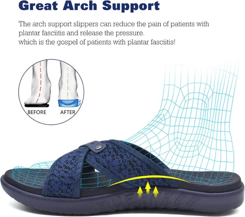 Vista 4 de ONCAI Sandalias cruzadas para hombre, soporte de arco, sandalias deportivas con plantilla ortopédica para fascitis plantar