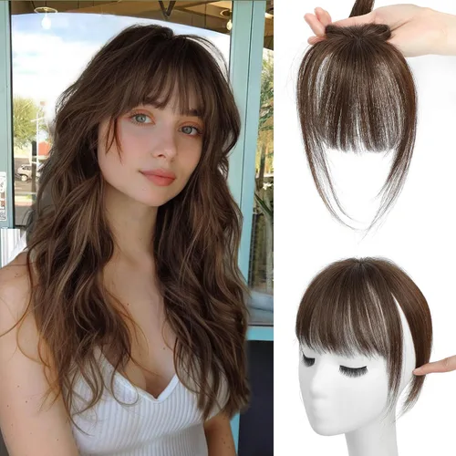 Vista 7 de Ms Taj Extensiones de cabello humano real con clip 360 para mujer, para uso diario (marrón oscuro)