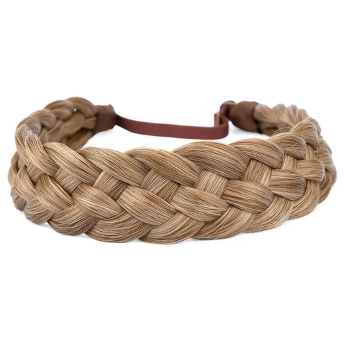 Vista 4 de Diadema clásica de cabello sintético trenzado de 5 hebras, trenzas gruesas y anchas, extensión de cabello con elástico para mujeres y niñas