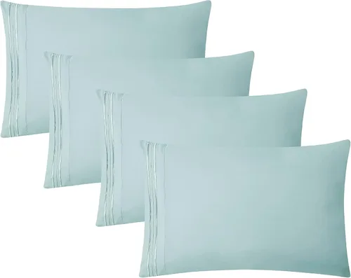 Vista 32 de Clara Clark Fundas de almohada de tamaño estándar – Funda de almohada ultra suave, fundas de almohada de microfibra ligera tamaño Queen – Juego de 2