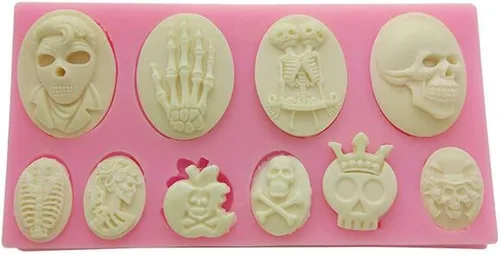 Vista 3 de FOYARA Molde de silicona para fondant de esqueleto de calavera de Halloween