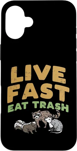 Vista 22 de iPhone 16 Fast Live Eat Trash Raccoon Opossum Skunk Street Cats Gift Case