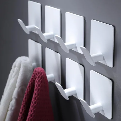 Vista 24 de DELITON Ganchos adhesivos – Paquete de 4 ganchos de pared para toallas/abrigos, para baño o cocina (negro mate, acero inoxidable)