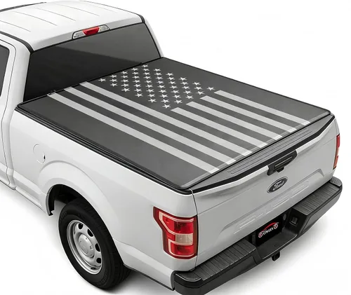 Vista 18 de Funda enrollable suave con bandera estadounidense para Ford F-150 2015-2026 de 5.5 pies para caja Styleside/Fleetside Truck Cargo Topper