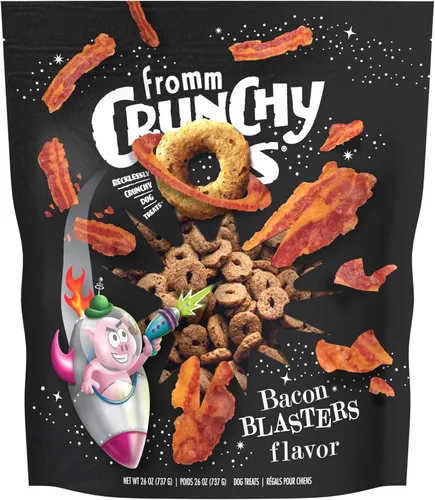 Vista 29 de Fromm Crunchy Os Bacon Blasters - Golosinas para perros con sabor a tocino, golosinas crujientes prémium para perros, receta de tocino, 6 onzas
