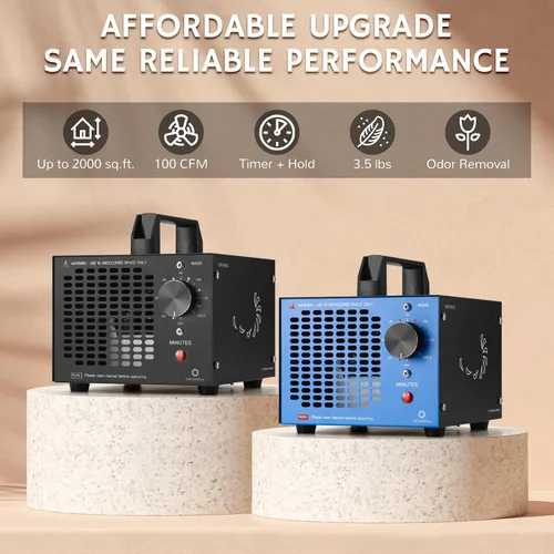 Vista 2 de Airthereal MA5K - Generador de ozono para el hogar, eliminador de olores ionizador de aire de ozono con temporizador de 120 minutos, diseño ligero