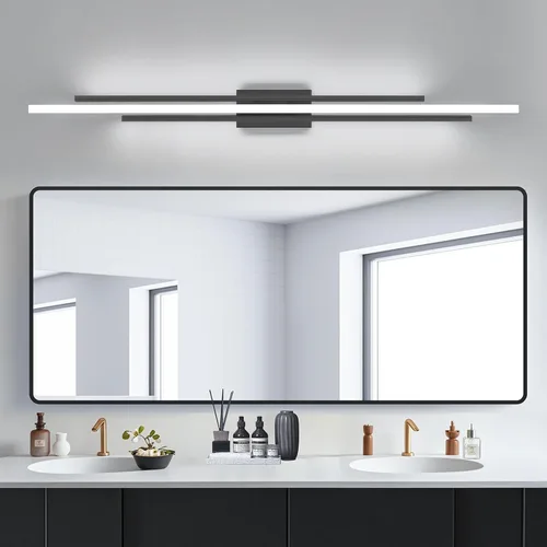 Vista 18 de VitaLink Lámpara de tocador dorada, 24 pulgadas, moderna lámpara de pared de baño sobre espejo de tocador, 2 luces cableadas de vidrio blanco