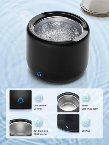 Vista 7 de Limpiador ultrasónico de retenedores, máquina limpiadora de retenedores de 45 kHz para dentaduras, protectores bucales, alineadores, frenos